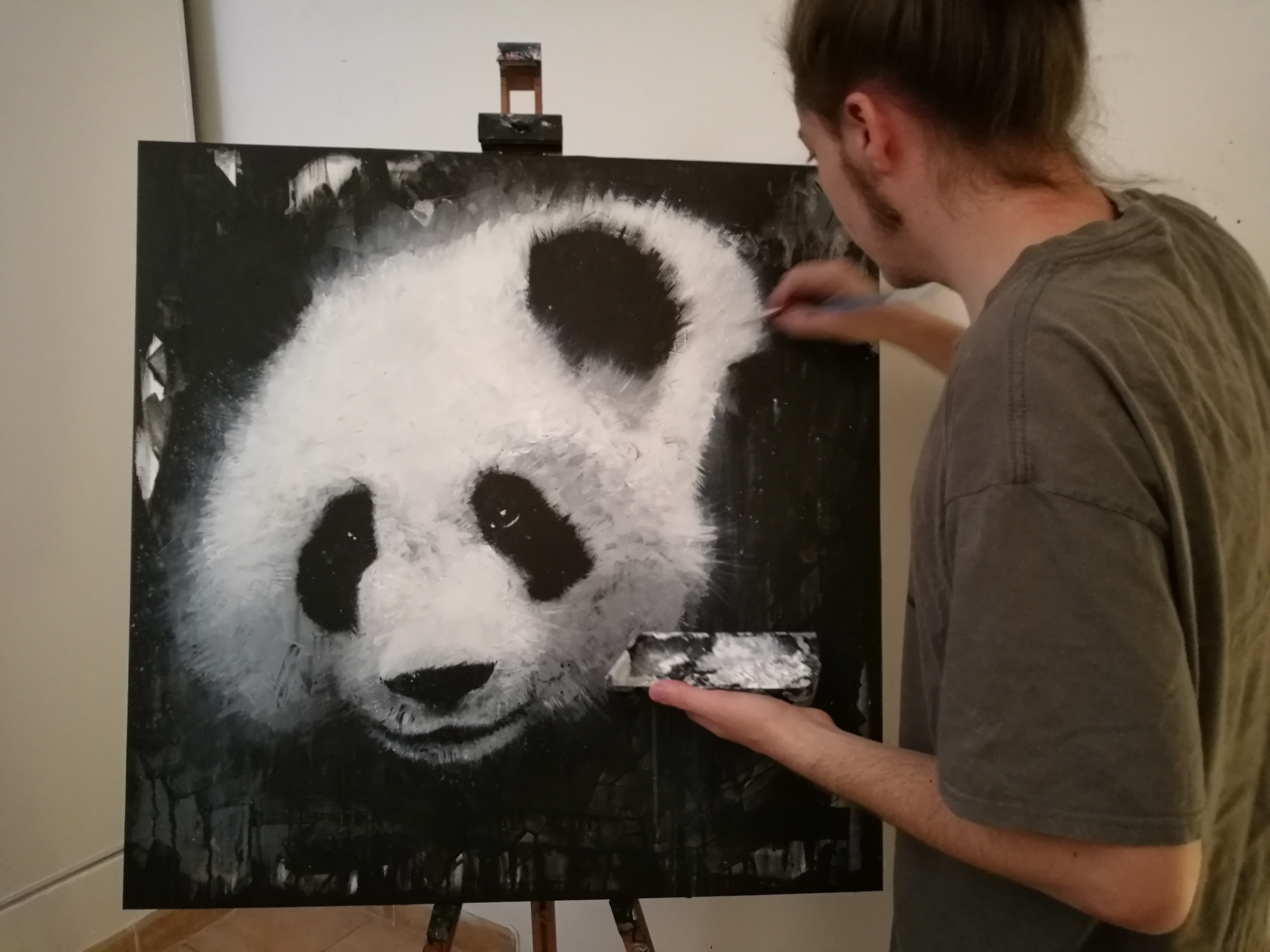 panda painting on canvas